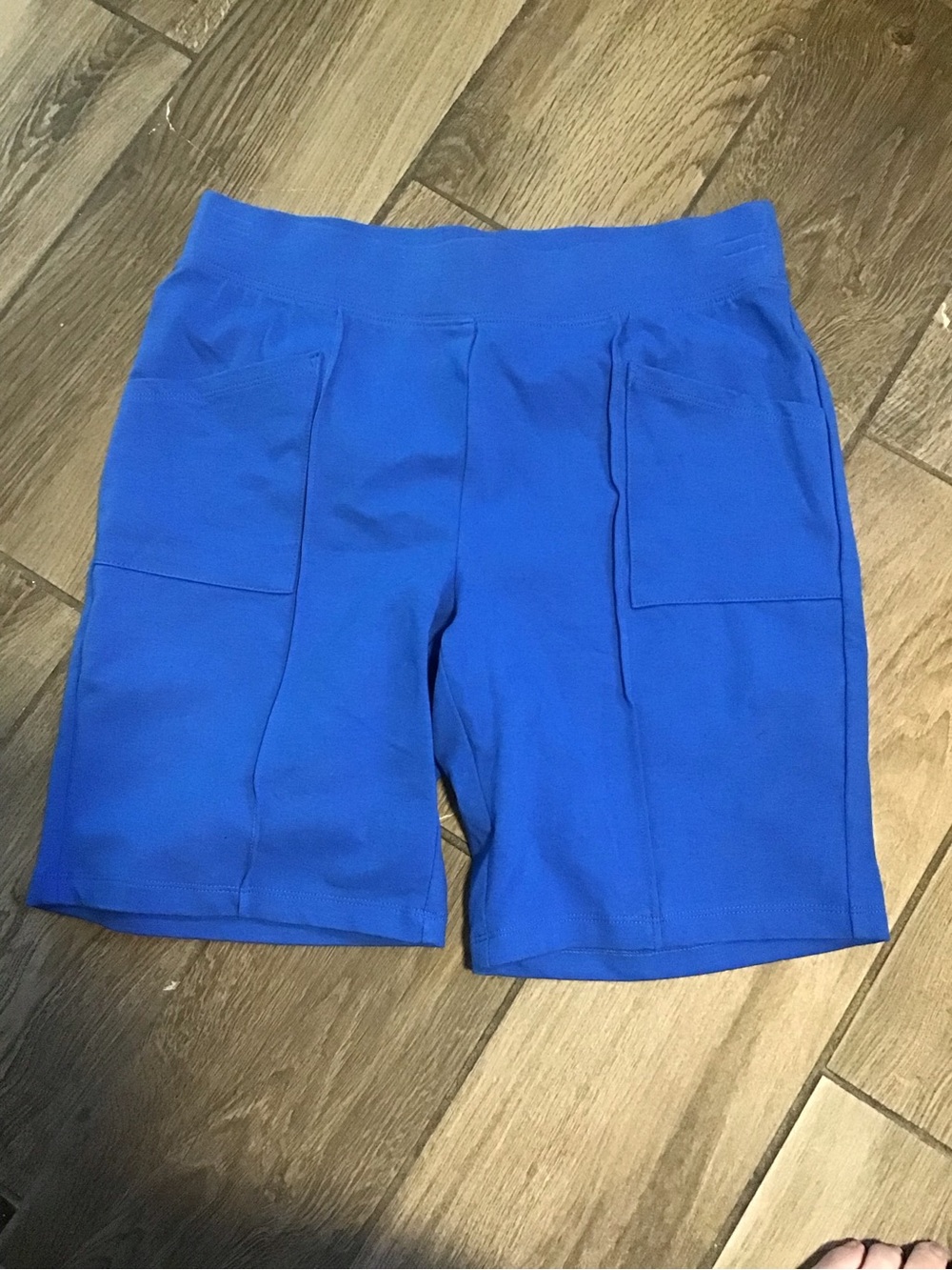 High-Rise Bike Shorts with Patch Pockets — Blue